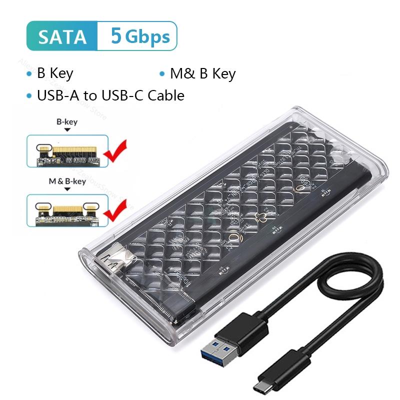 

Прозрачный корпус для SSD M.2 NVME/NGFF с двойным протоколом, USB 3.2 Type-C, RGB-подсветка, 10 Гбит/с, адаптер для SATA SSD