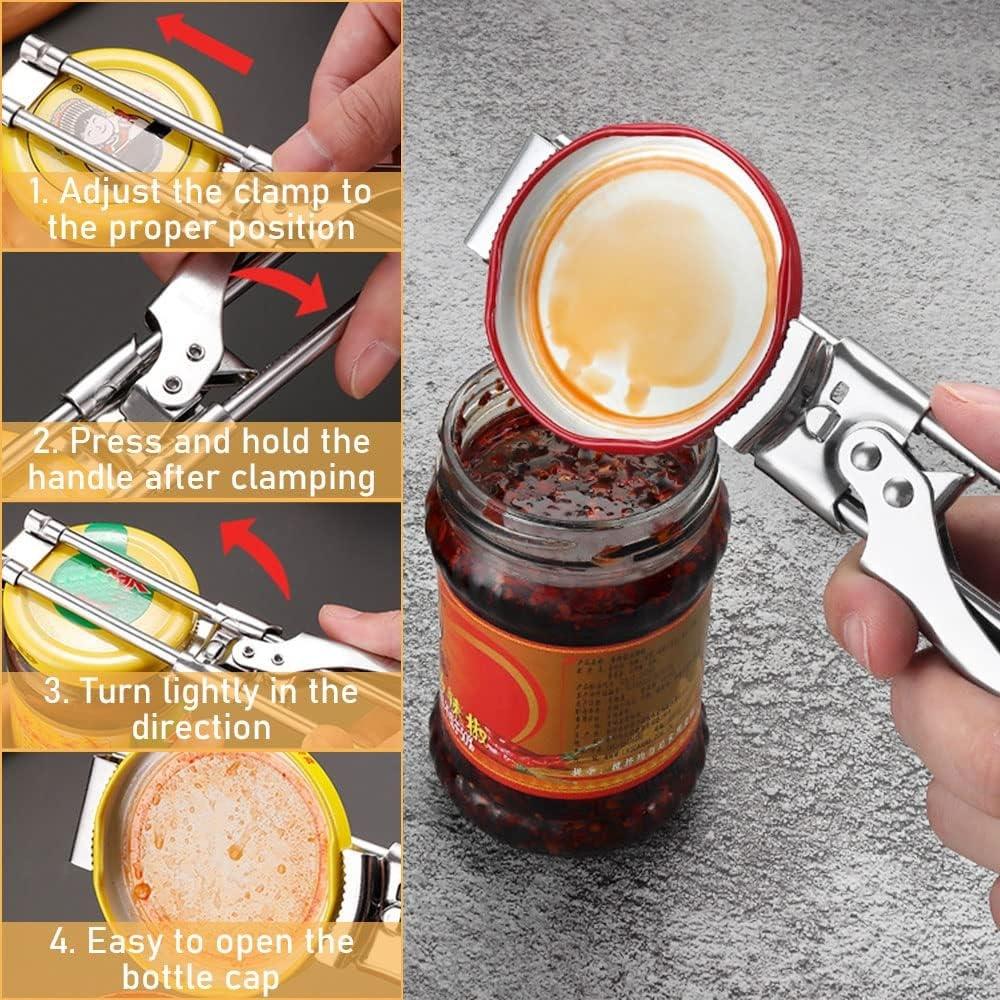 1/2pc New Non-slip Stainless Steel Can Opener Adjustable Bottle Opener Adjustable Multifunctional Stainless Steel Can Opener