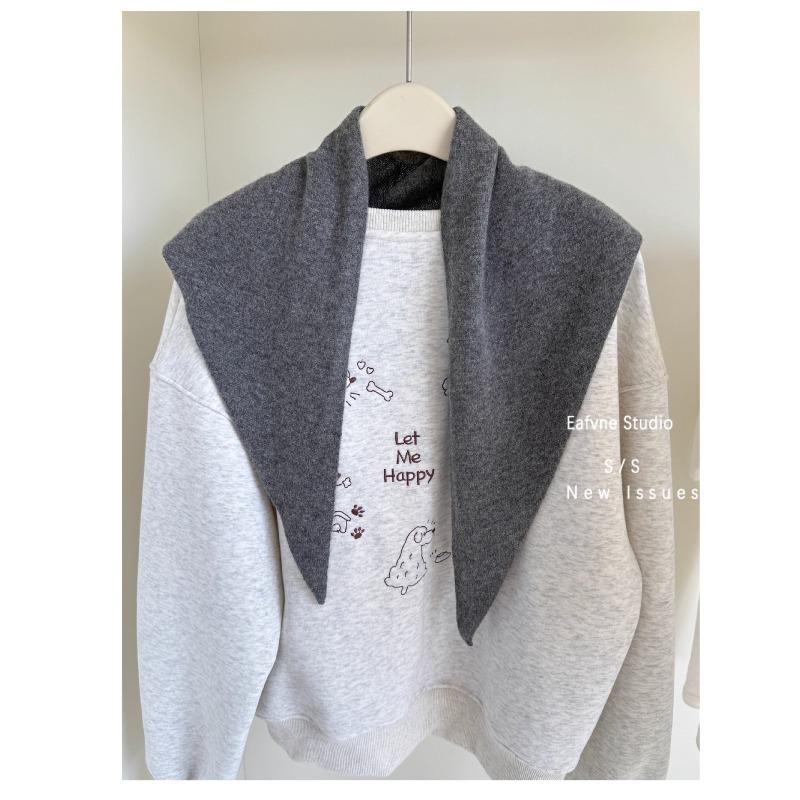 All wool Knitted Triangle Scarf Autumn and Winter Solid Color Versatile Shawl Vest Warm Shoulder Pads