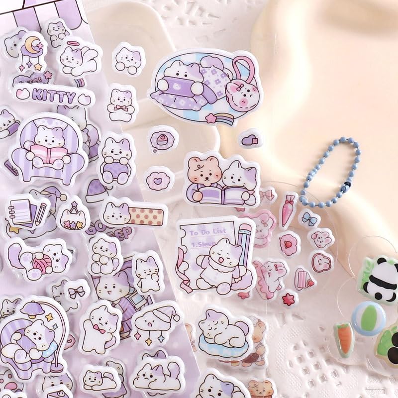 3D Pop Stickers with Soft Animal Durable Perfect for Decorating Your Planner or Perfect for Christmas or Birthday Includes Cute Mini Bubble Stickers