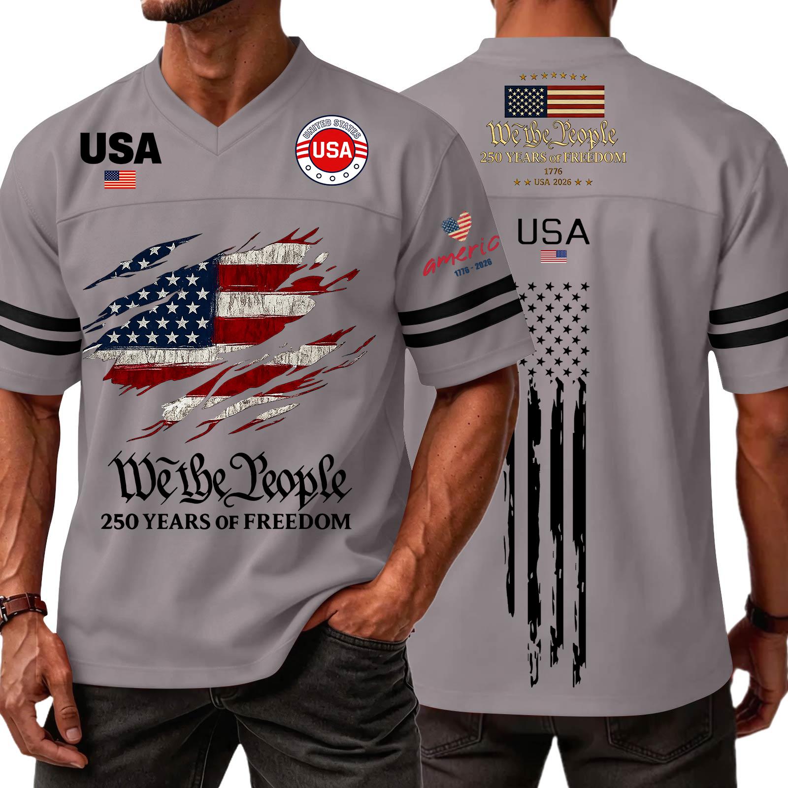 

Men s Casual Fashion V-Neck Independence Day Print Short Sleeve Sports T-Shirt Top XS