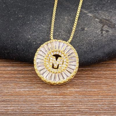 Nidin Name Initials A-Z 26 Zircon Letters Necklace Gold Color Alphabet Clavicle Chain Choker For Women Pendant Collar Jewelry