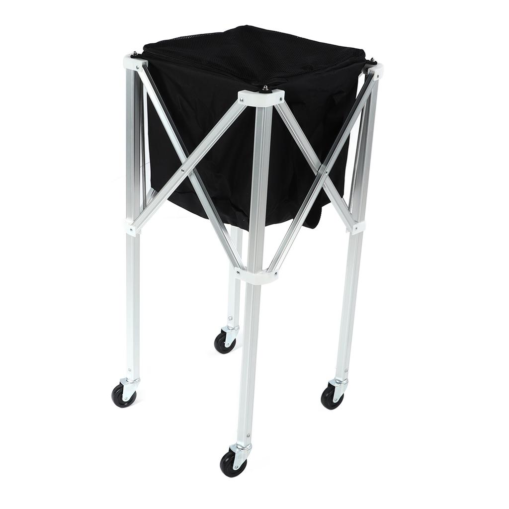 Foldable Tennis Ball Hopper Basket Cart Light Aluminum Alloy Trolley with Wheels for Tennis Balls