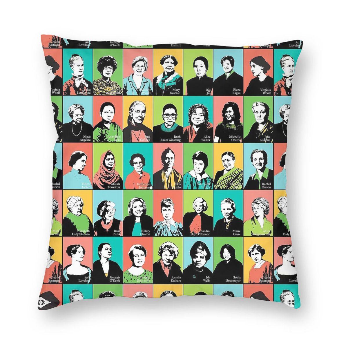 Feminist Icons RBG Square Pillowcase Polyester Linen Velvet Printed Zip Decor Bed Cushion Case x 30x30cm