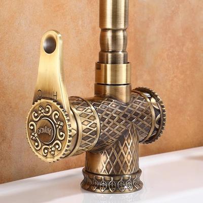 Waschbecken Armaturen Antik Bronze Badezimmer Armatur Heiß & Kalt Messing Badezimmer Waschbecken Armatur Deck Montiert Waschbecken Armatur Küche Wasserhahn