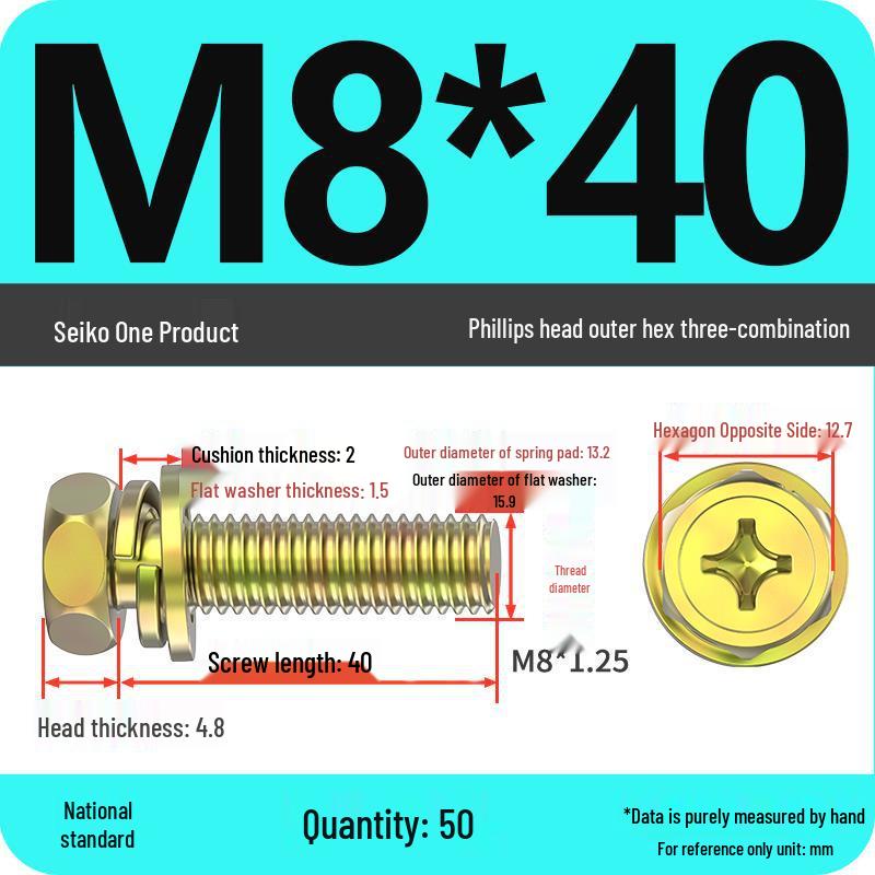 Hexagon Head Combination Screw Bolt Set with Washer and Spring Washer