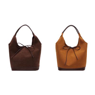 Women PU Tote Bag Fashion Bucket Bag Chic Hobo Bag Large Work Bag (Coffee)