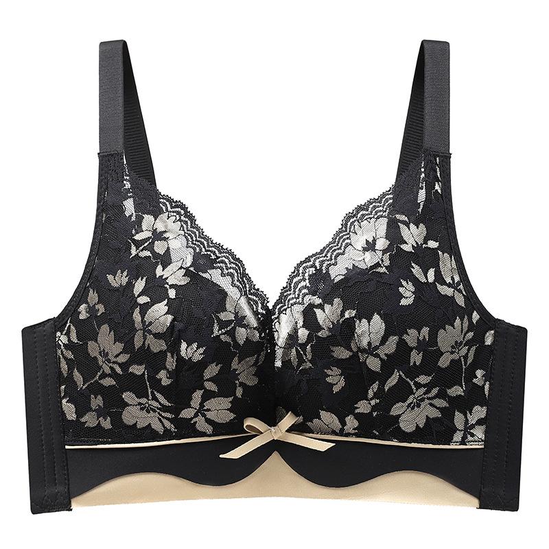 

Sexy Lace Bra for Women Adjustable and Gathering Bra Top Support Anti-sagging Bra Undergarment for Women 38/85C чорний