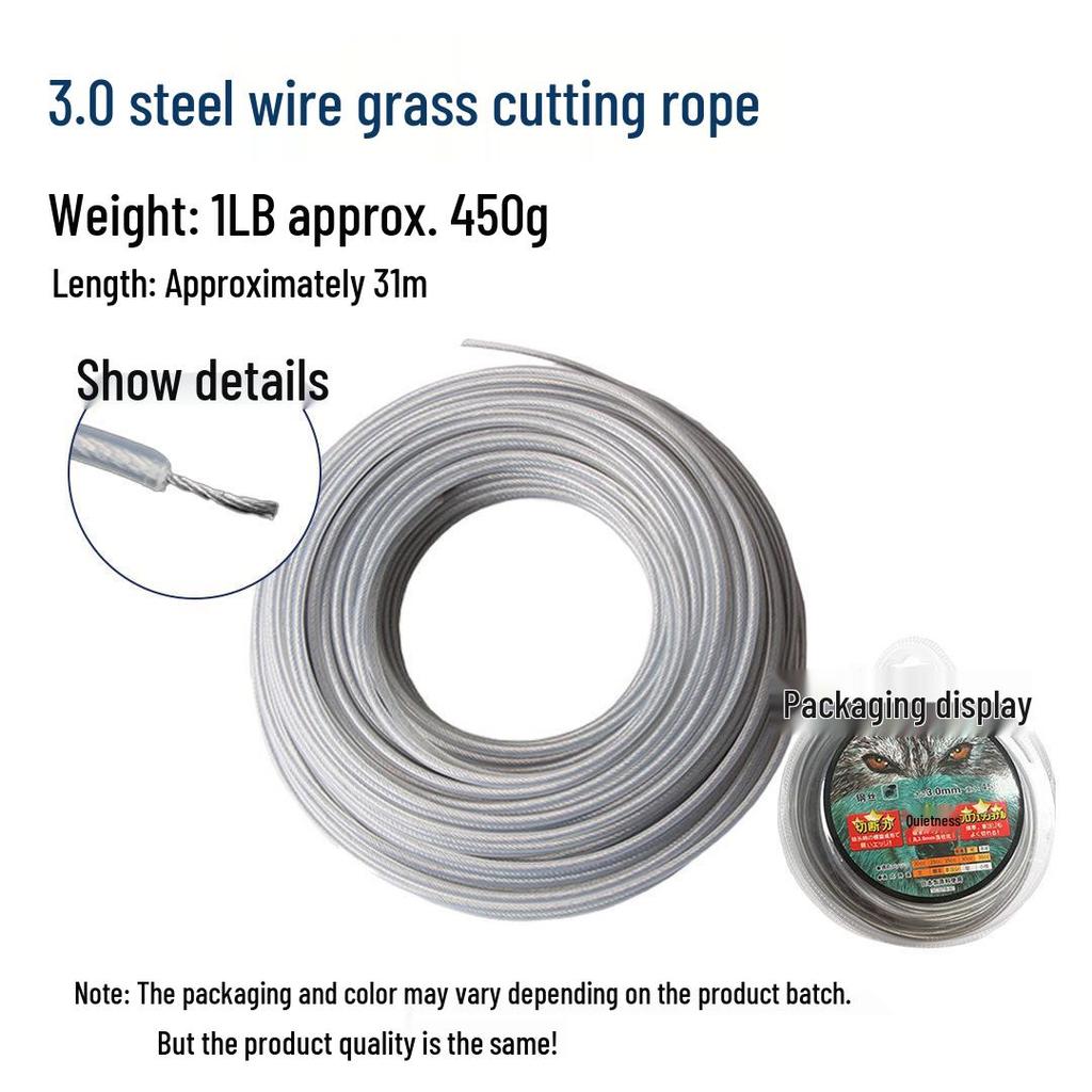 Universal Lawn Mower Accessories: Serrated Nylon Grass Trimming Line with Steel Wire Strip, Wear-Resistant Mower Cutting Head Trimmer