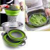 Silicone Folding Drainer Basket Portable Kitchen Strainer Fruit Vegetable Washing Folding Drainer Kitchenware Drain Device
