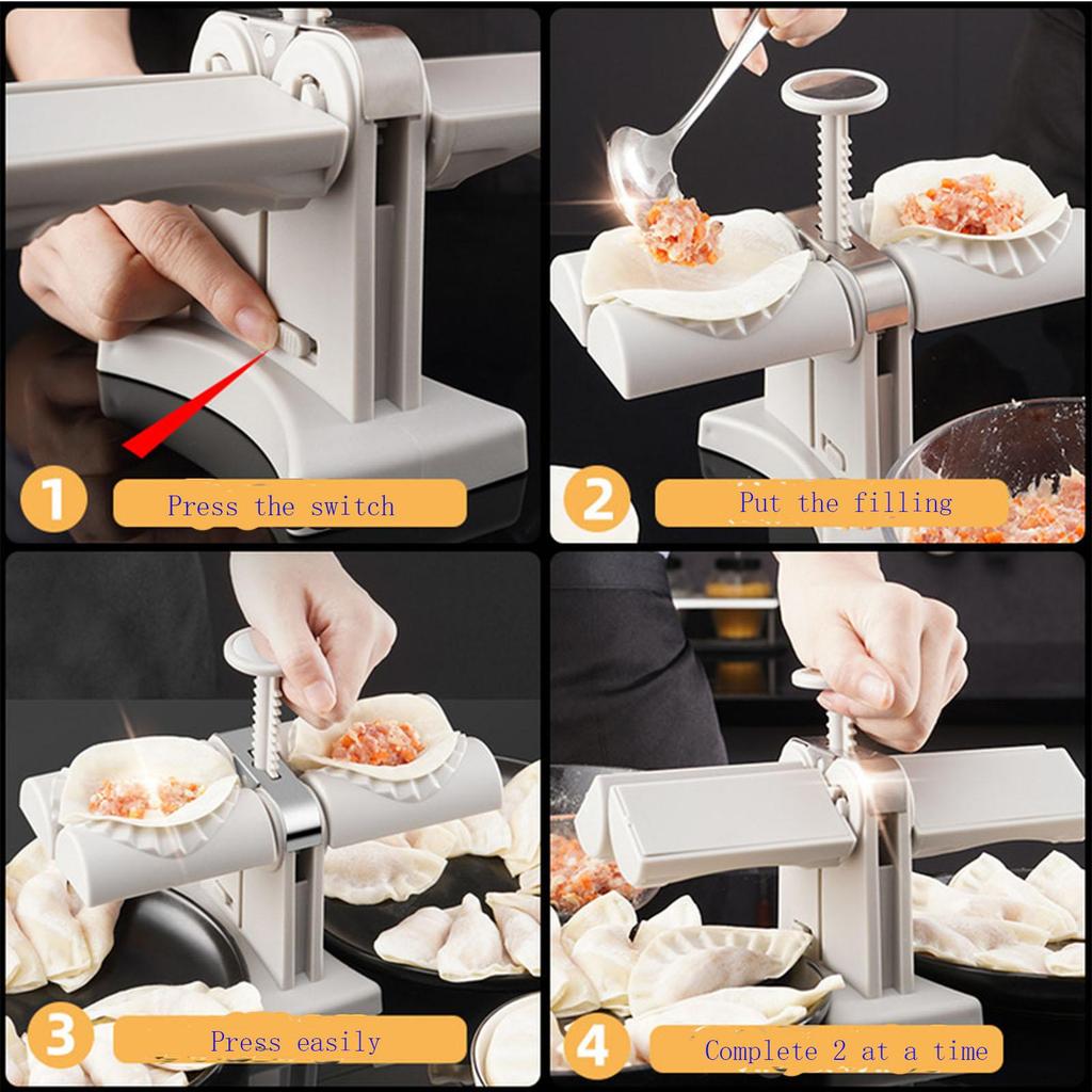 Dumpling Skin Maker Molds ,Household Double Head Automatic Dumpling Maker Ravioli Press Mold Making Tool,Wrap Two At A Time
