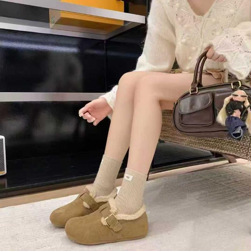 Fleece Women's Flat Bottom One Pedal Doudou Women's Shoes New Warm Maternity Cotton Shoes Winter