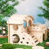 Wooden Hamster House Swing Sleeping Nest Multi-Holes Breathable Natural Landscape House Resting Places for Hamsters Funny Toys