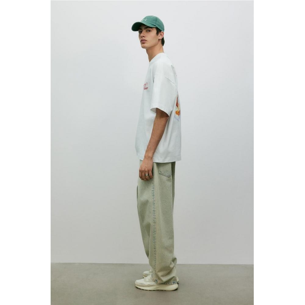 H M PrinTed T SHirT OverSized fiT wHiTe ToMMy S Diner
