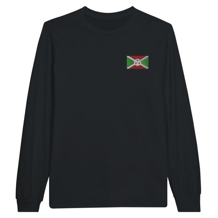 T-shirt à manches longues - PIXELFORMA - Drapeau du Burundi - 100% coton - Manches longues - Confort optimal