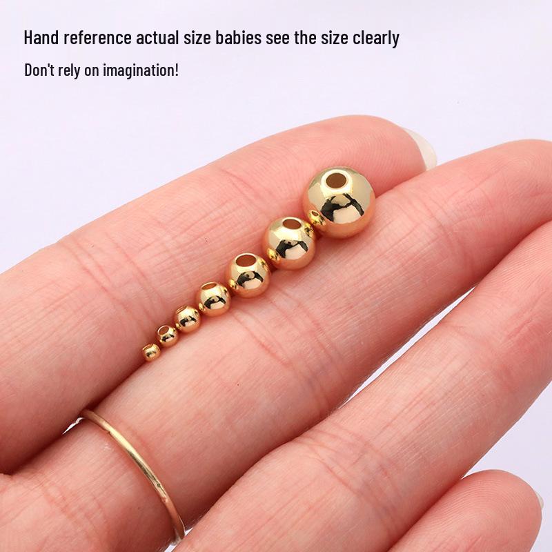 14K Gold-Filled Glossy Round Beads, Rose Gold & Silver 18K Spacer Beads for Bracelet & Necklace Jewelry.