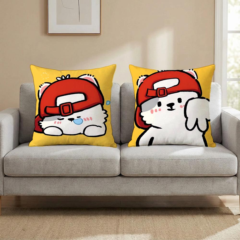 Cute Cute Bear Stickers Cushion Cover Cushion Cover Set 4Pcs 50X50 45X45 40X40 Pillowcase Decorative Sofa Home Decor