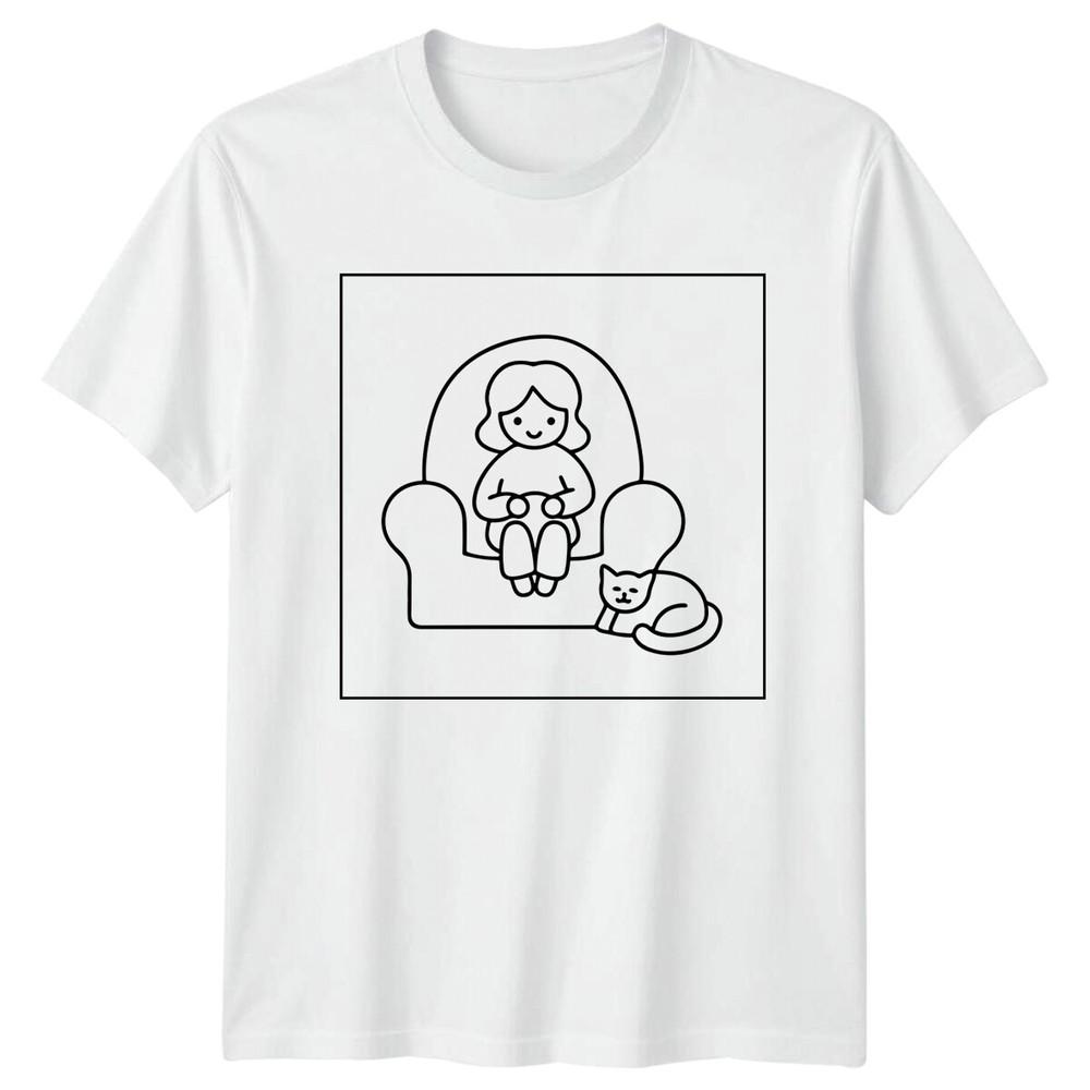 Unisex Relaxing Chair Cat Ladies TShirt Unisexs Tee Graphic Unisex S