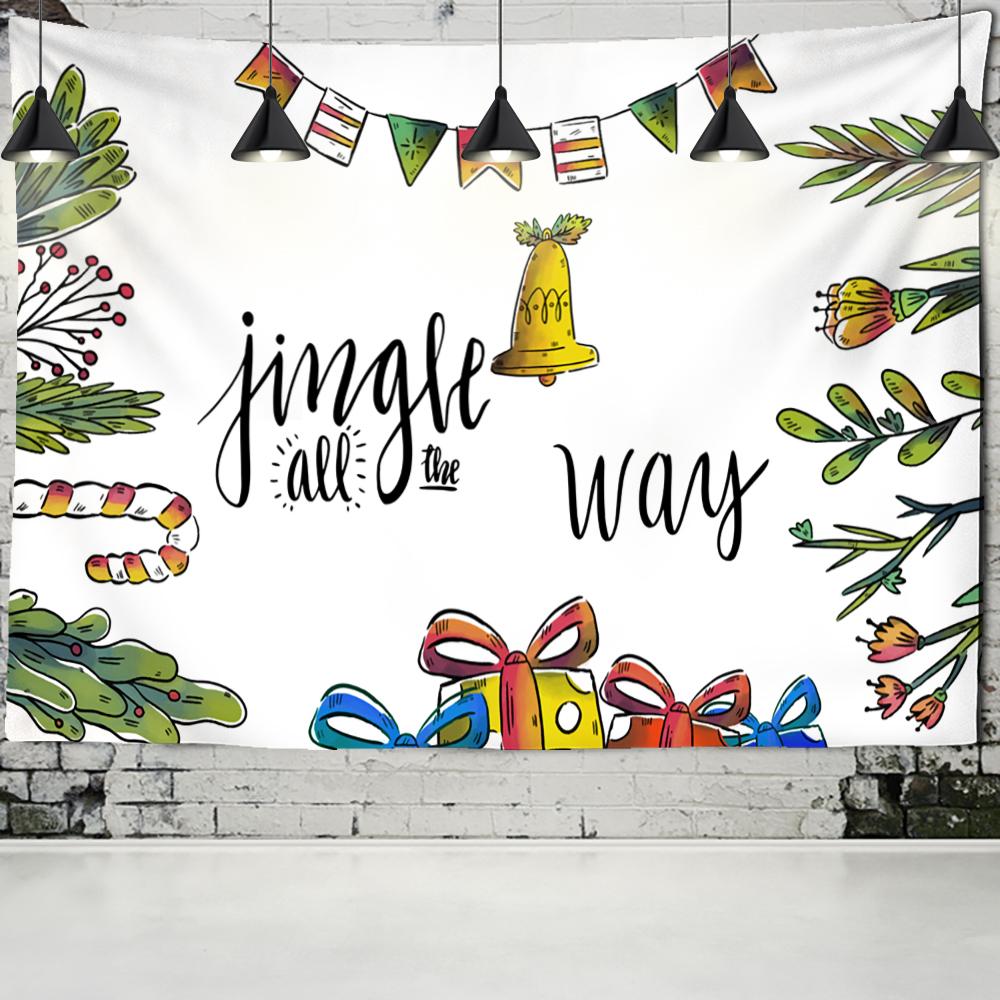 Świąteczny gobelin z kreskówek Kawaii wiszący prezent na nowy rok śliczne tło tkaniny do domu