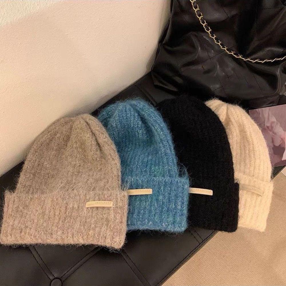Ear Protection Wool Hat Solid Color Outdoor Hats New Knitted Cap  Winter