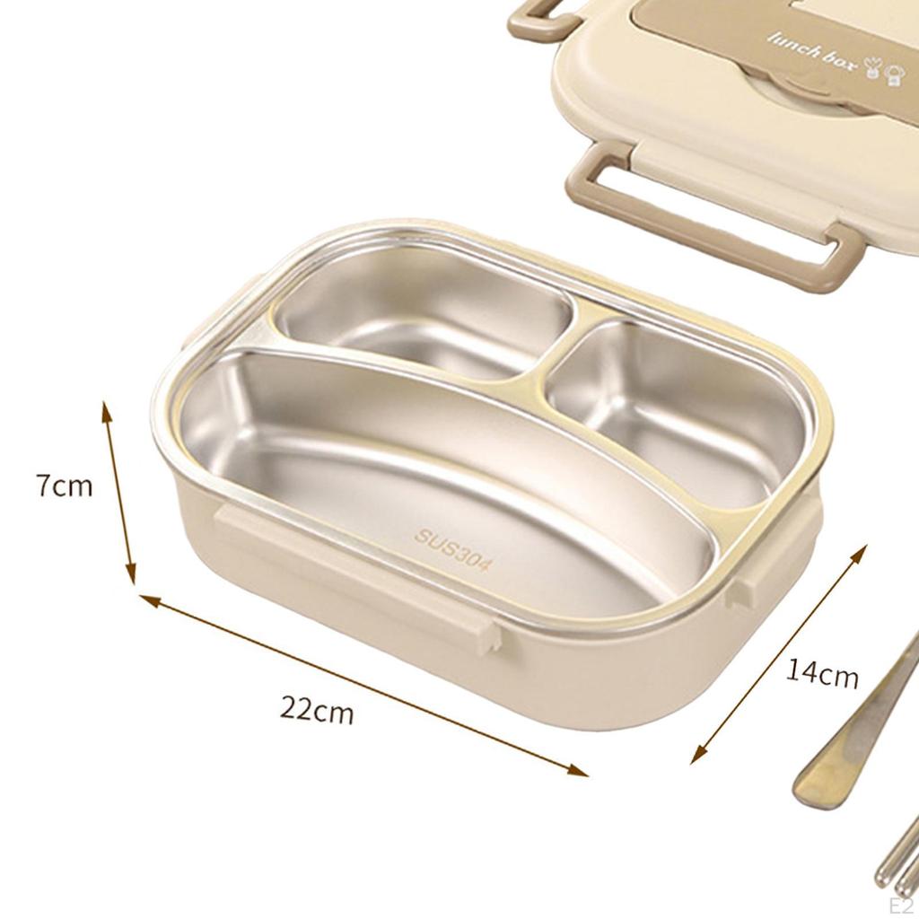 Bento Box Lunch Container with Divided Compartments, 1L Large Capacity, Portable Cutlery for