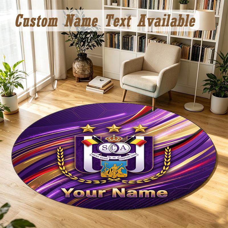 Round Rug Custom NameAnderlecht FC Pattern Non Slip Carpet Home Floor Decor