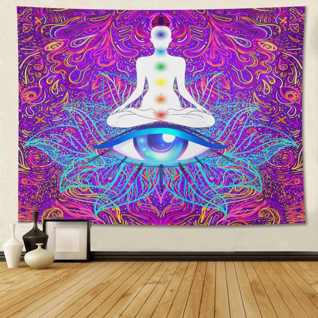 Sieben Chakra Wandteppich Yoga Meditation Wandteppich Buntes Mandala Indisch Hippie Wandteppich Wandbehang für Wohnzimmer Schlafzimmer