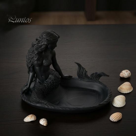 Decorative Ring Holder 3D Printed Mermaid Jewelry Tray, Vintage Rings Earrings Necklaces Organizing Display Tray Dish, Trinket Keys Plate for