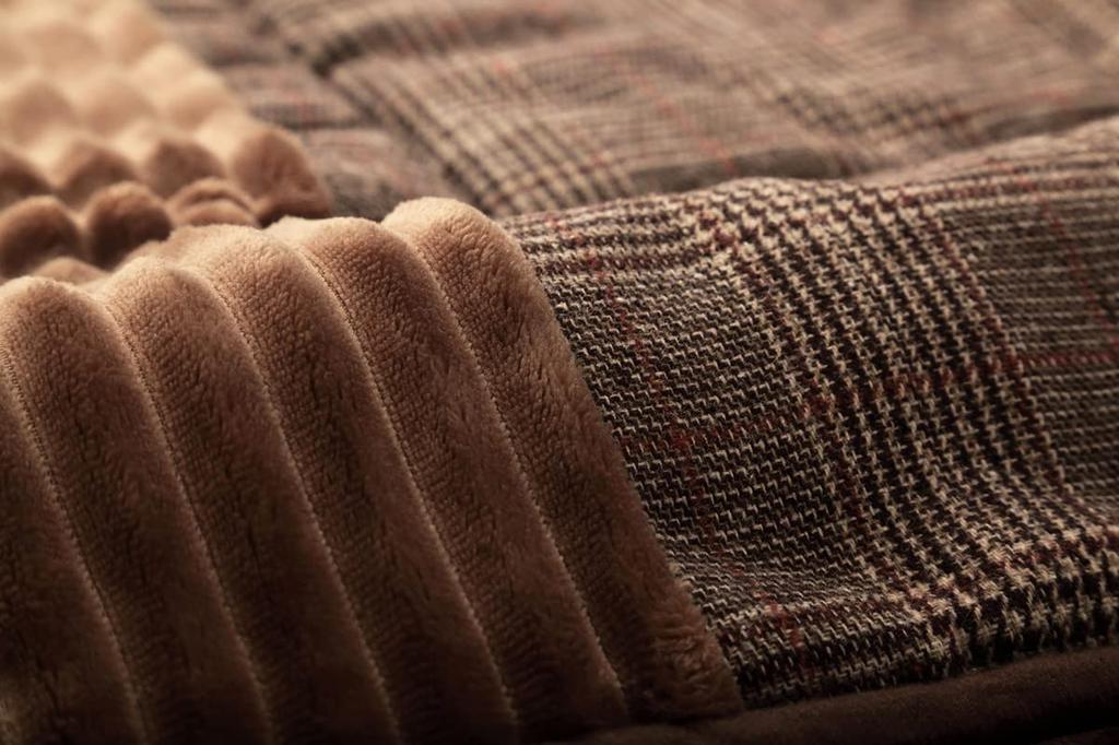 IKEHIKO Kotatsu Comforter, Balan Space-Saving, Approx. 180 X 180 Cm, Brown, Square, Single Item, Casual Check, Modern Design #6845909