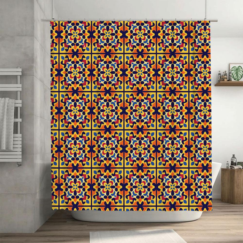 Vibrant Patterned Shower Curtain Quirky Design For Bathroom Decorations 180X243Cm Size Available In Multiple Colors