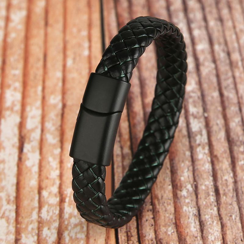 Mibrow Vintage Braided Leather Bracelet for Men Women Metal Magnetic Clasps Bracelets Punk Charm Men Fashion Jewelry