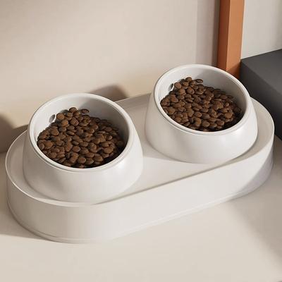 Läcksäker Mat Keramisk Dubbelskål Hund Rostfritt Stål Matningsskål Katt Drickskål Husdjursmatskål Teddy Tillbehör