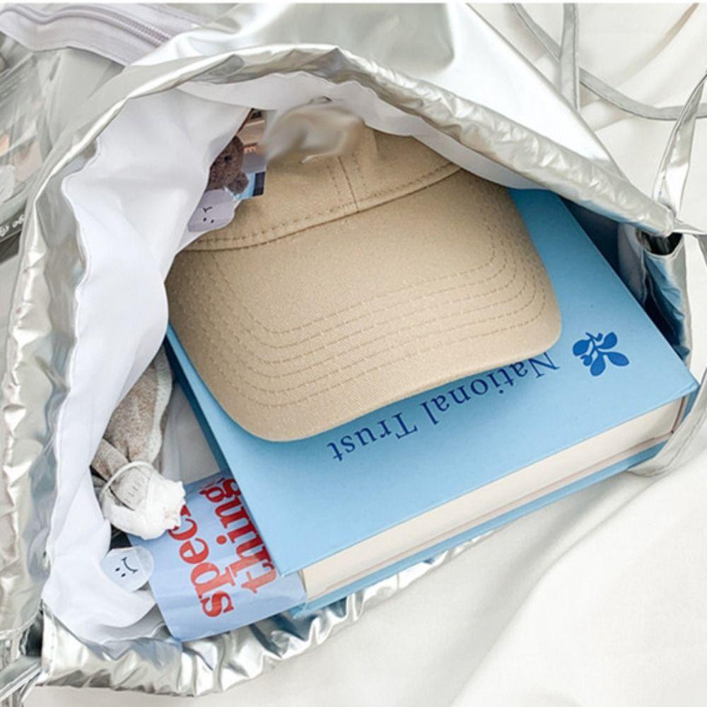 Large Capacity Drawstring Backpack Transparent Pocket Shoulder Bag Cute Korean Style Itabag Girls