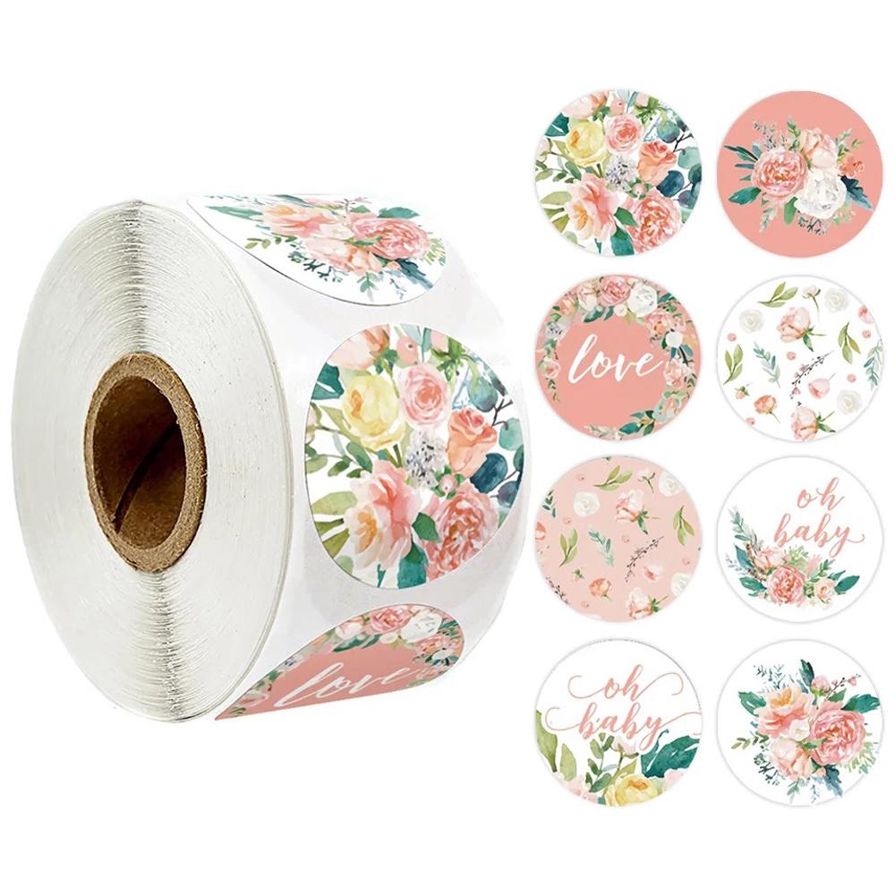 NEW Heart Thank You Stickers  Floral Wedding Festival Party Favors Paper Decorative Sticker Envelope Package Seal Label Sticke