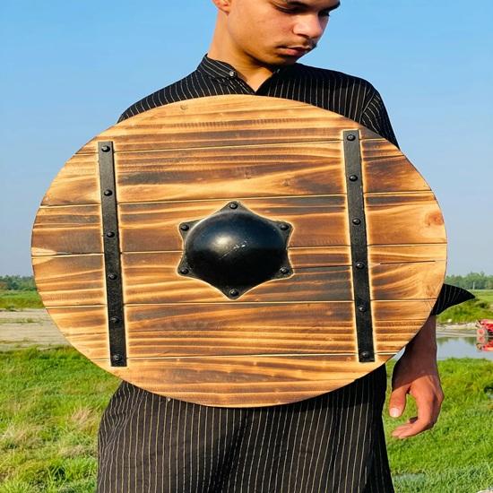 60.96 Cm Wooden Shield Viking Round Shield Medieval Warrior Shield Décor Shield Best Gift Decorative