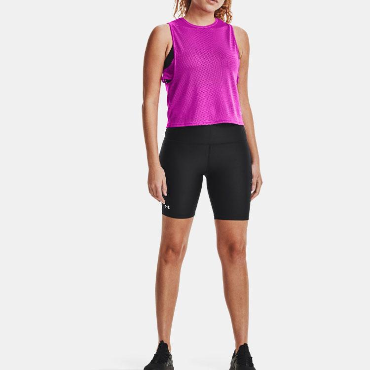 Under Armour Logo Print Fitted Fitness Shorts Women Bottoms Black 1360939-001