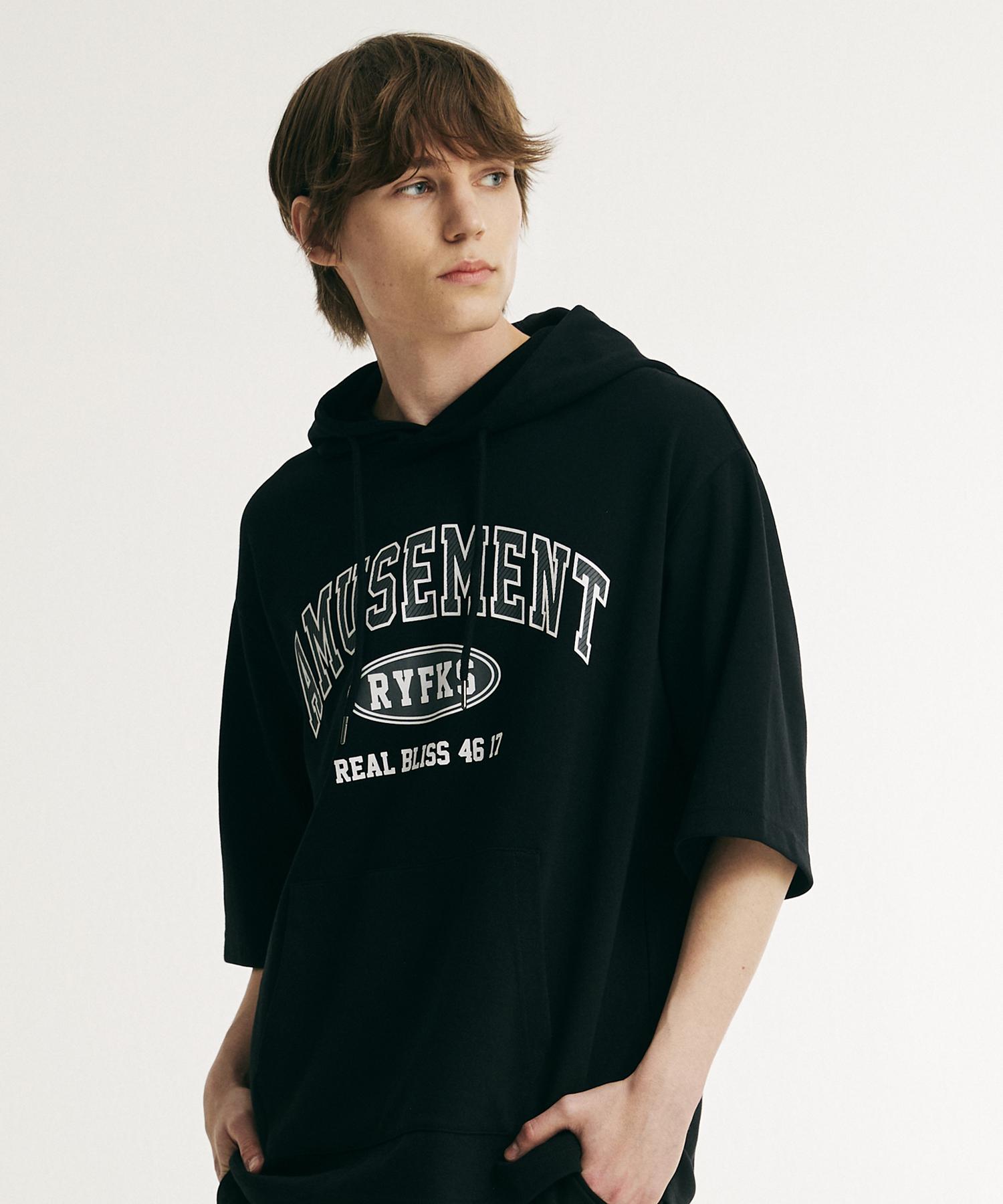 Ray Pickers Amusement Short Sleeve Hoodie Black (Mp7Tu427-076) Black/090