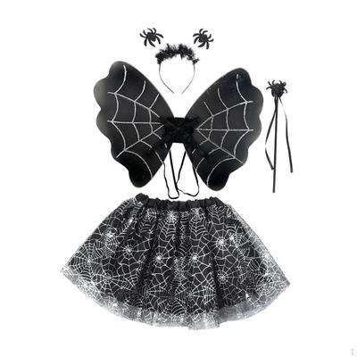 Halloween Costume Set Headband Fancy Dress Suit with Staff Tutu Skirt and Wing Nightclub Party