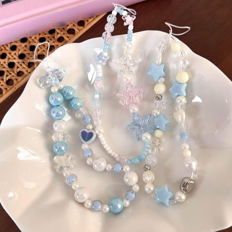 

Fashion Blue Series Women Phone Charm Summer Ocean Short Phone Straps for Girls Милий ретро Шкільний портфель Підвіски Аксесуари для телефонів