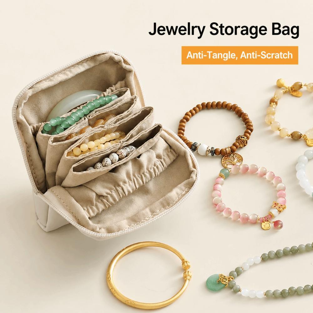 Solid Color Jewelry Bag Multi Layer Zipper Storage Bag Minimalist Jewellery Case