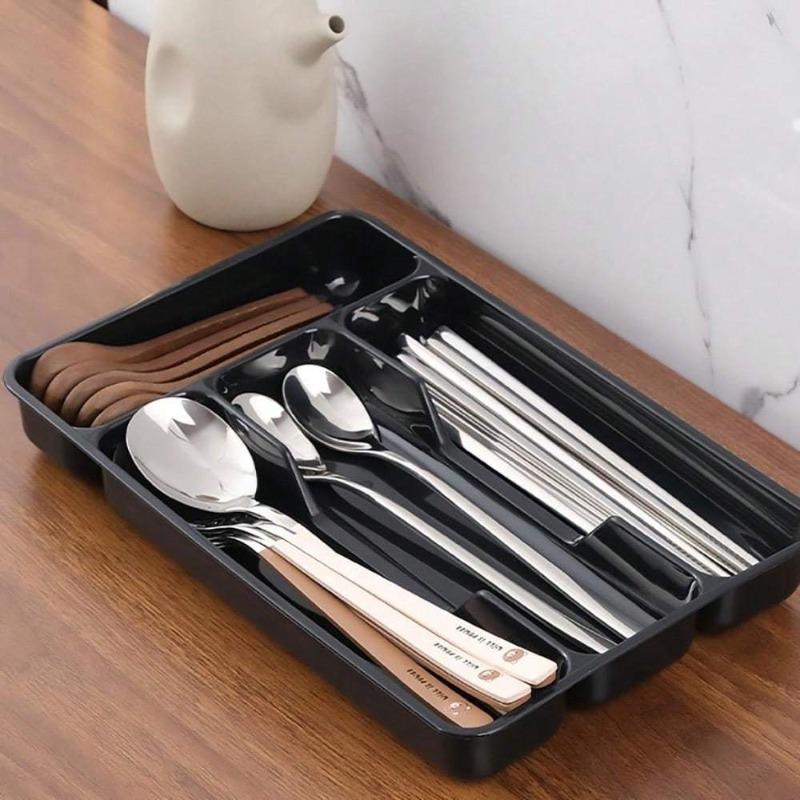 Cutlery Organizer Tray Kitchen Drawer Storage for Knives Forks Spoons with Compartment Divider Utensil Holder for Efficient