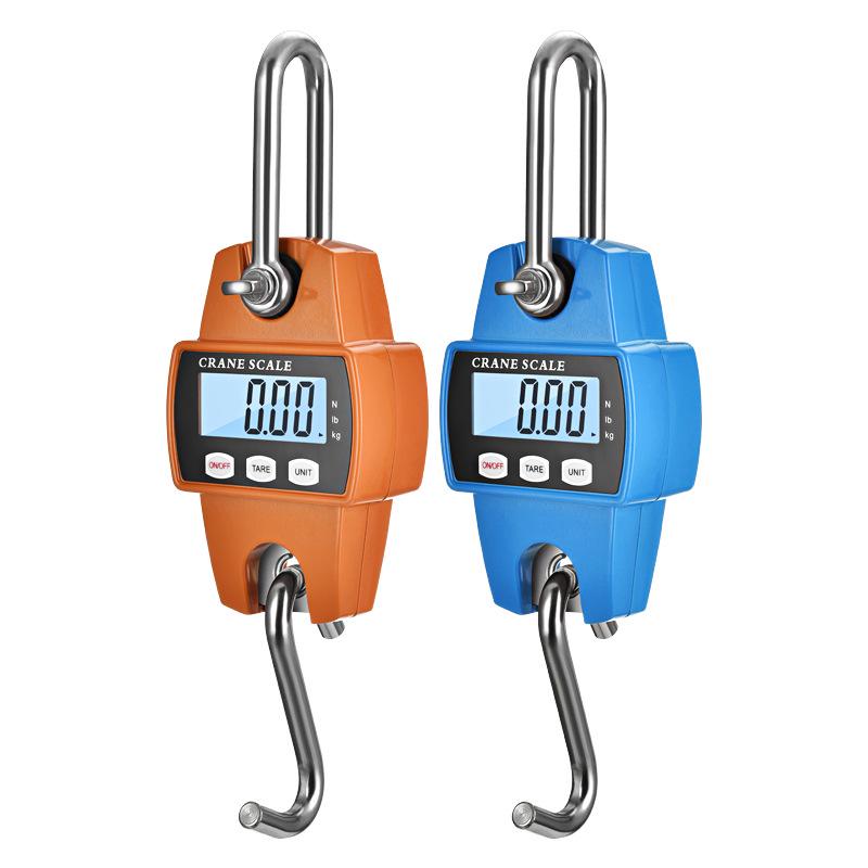 Industrial Electronic Crane Scale, 300kg Capacity, Portable Hook Hanging Scale Orange with Battery