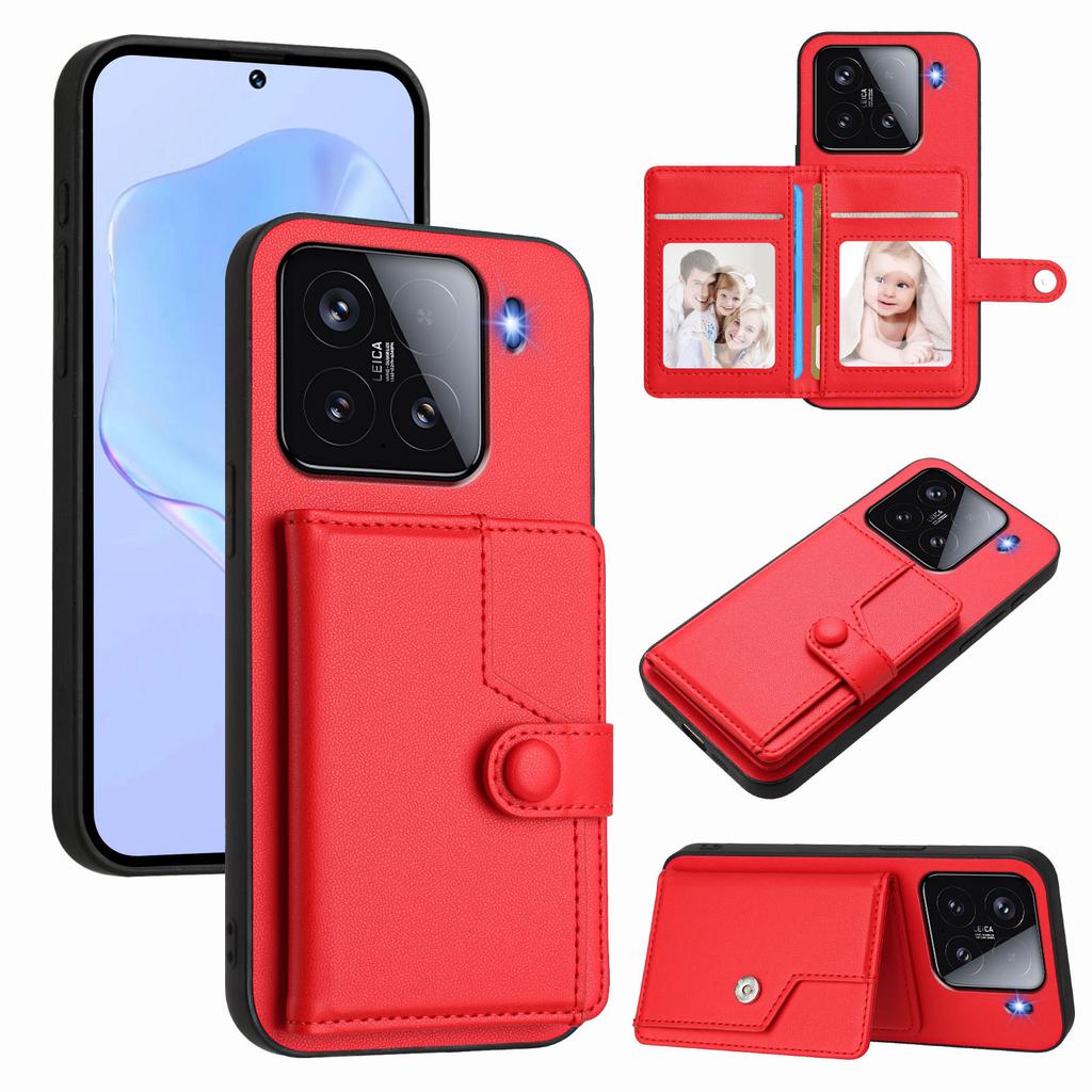 For Xiaomi 15 Case RFID Blocking Card Holder Kickstand TPU + PU Leather Phone Back Cover