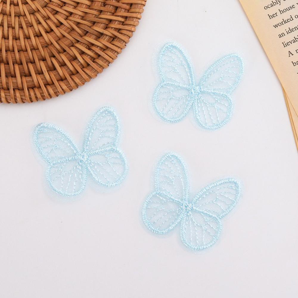 100pcs Dreamy Embroidery Lace Butterfly Appliques  Hair Clip Accessories