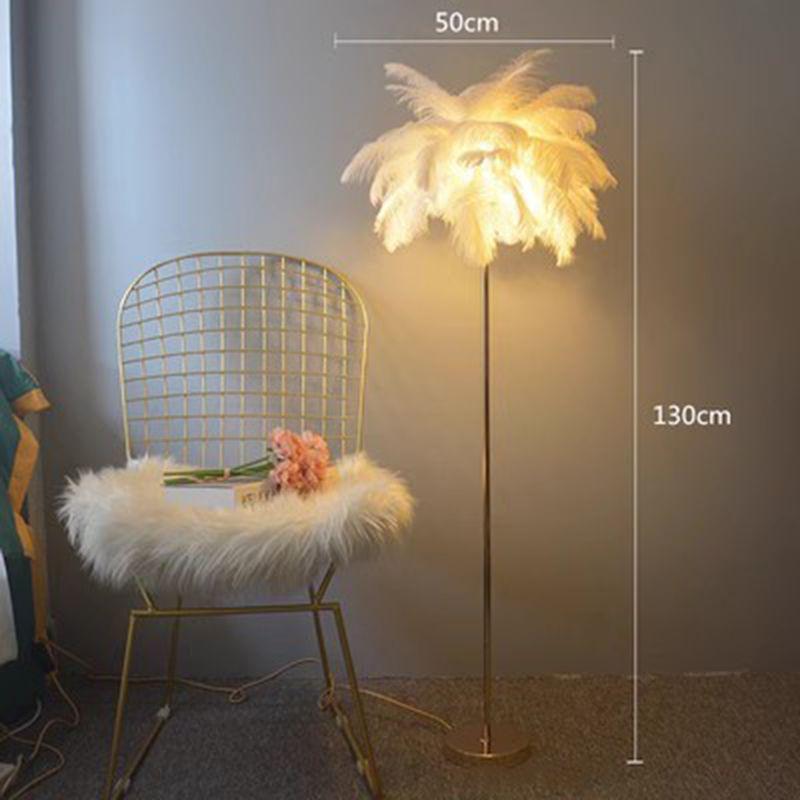 Ostrich Feather Romantic Floor Lamp - French Influencer Style for Living Room or Bedroom