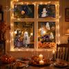 Halloween Static Window Clings 2Pcs Watercolor Clings, Ghost Witch Pumpkin Black Cat Bat Decals, No-Glue Wall Stickers Removable Glass Stickers,