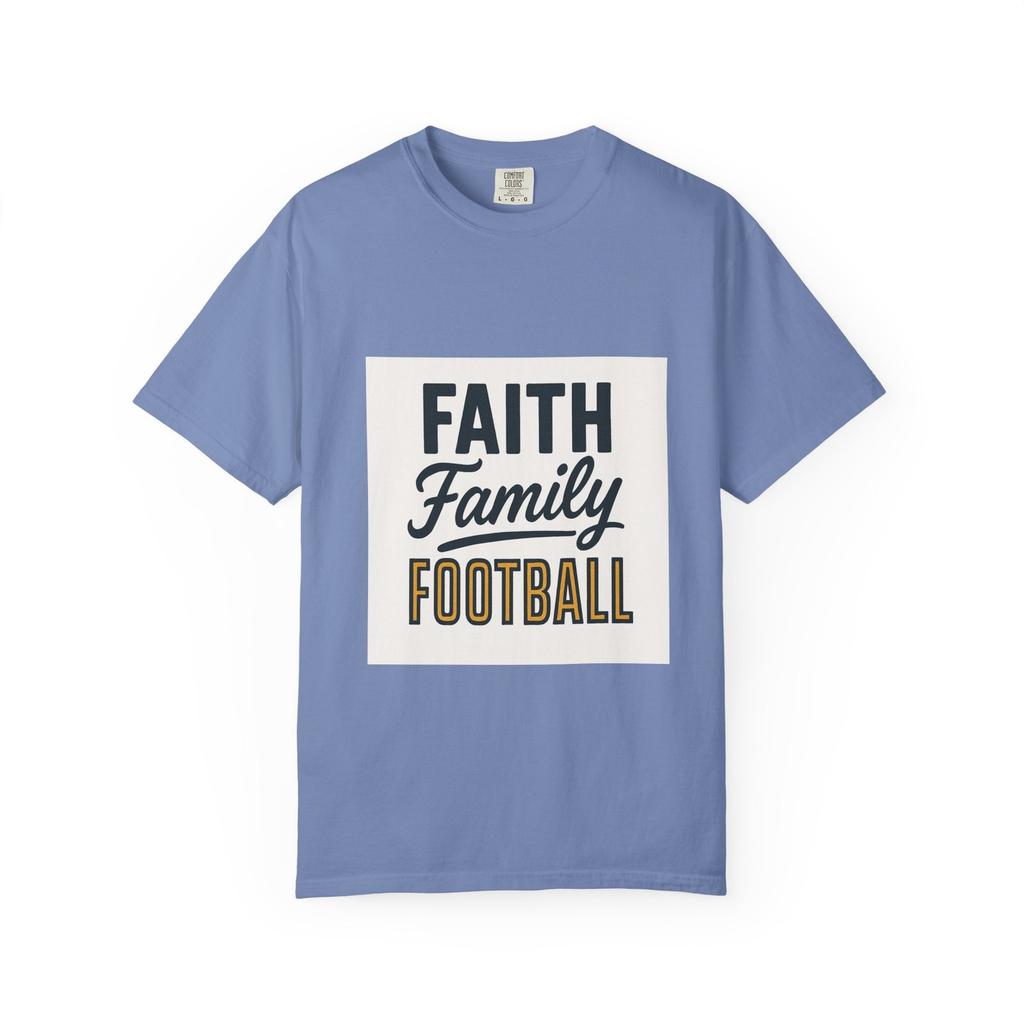 Faith Family Football T-shirt | Sports Faith Typography