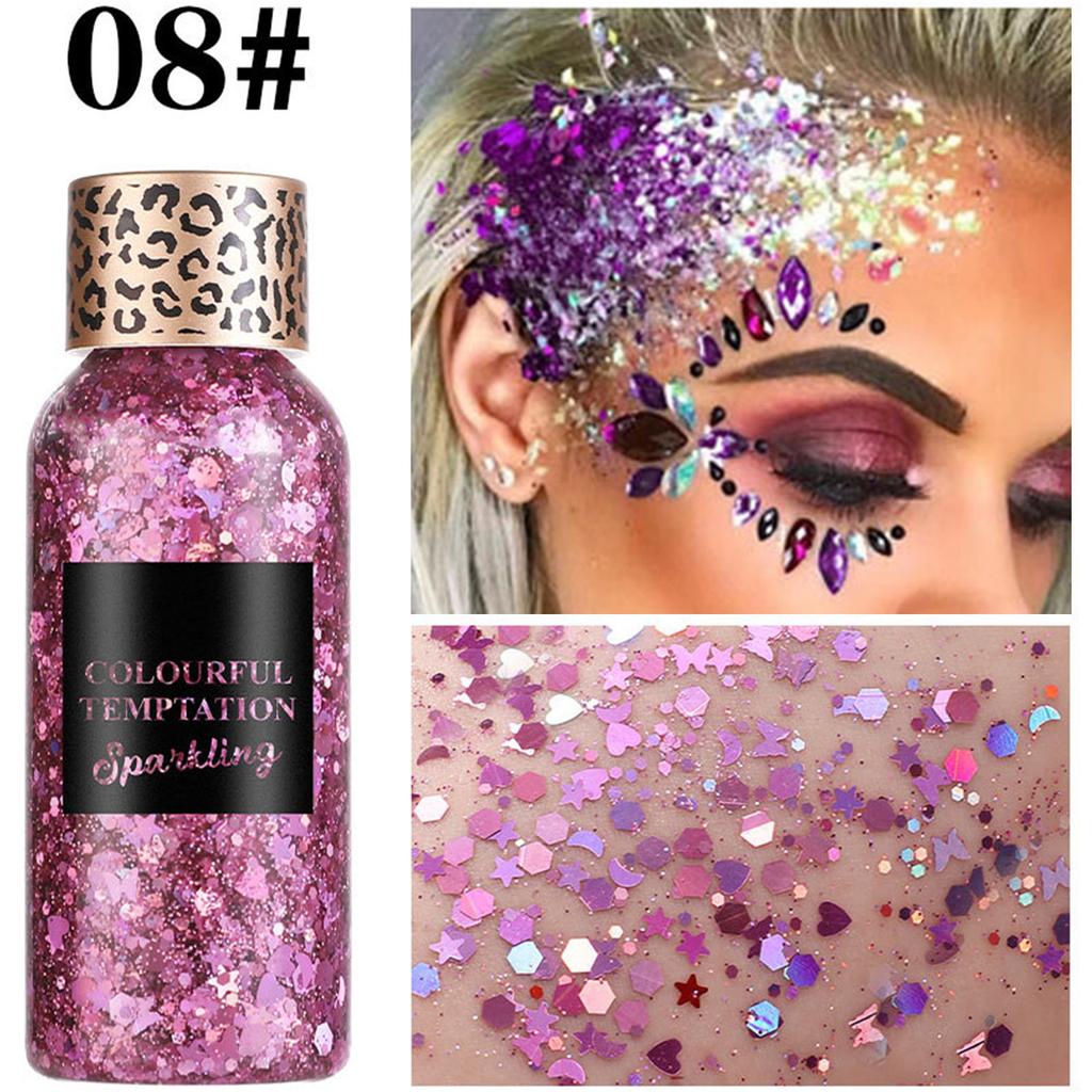 Pearlescent Gel Eyeshadow Liquid with Sequins Sparkling High Glitter for Face and Body Makeup