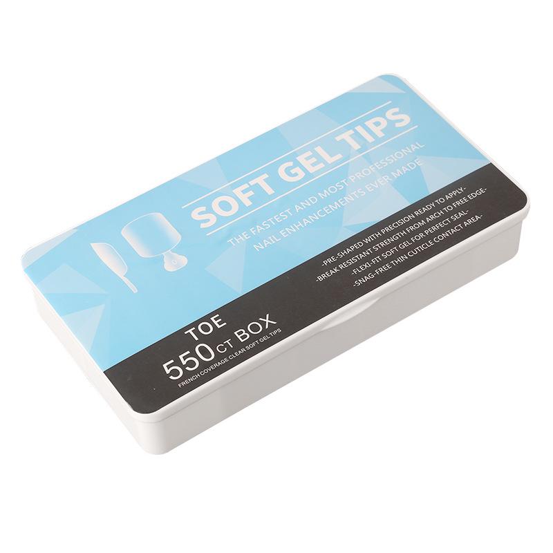 550pcs Foldable Transparent False Toenail Tips - Full Cover Frosted Design