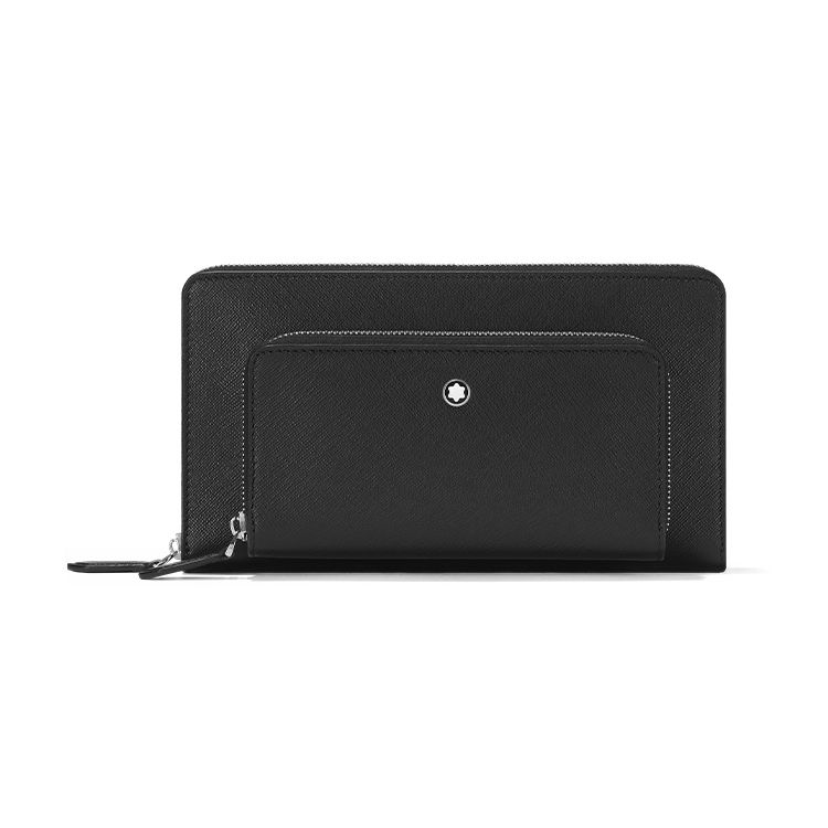 

Montblanc Artisan Series Minimalist Logo Print Zippered Calfskin Clutch Men Clutch Black MB130306 Box(Basic Set+Box)